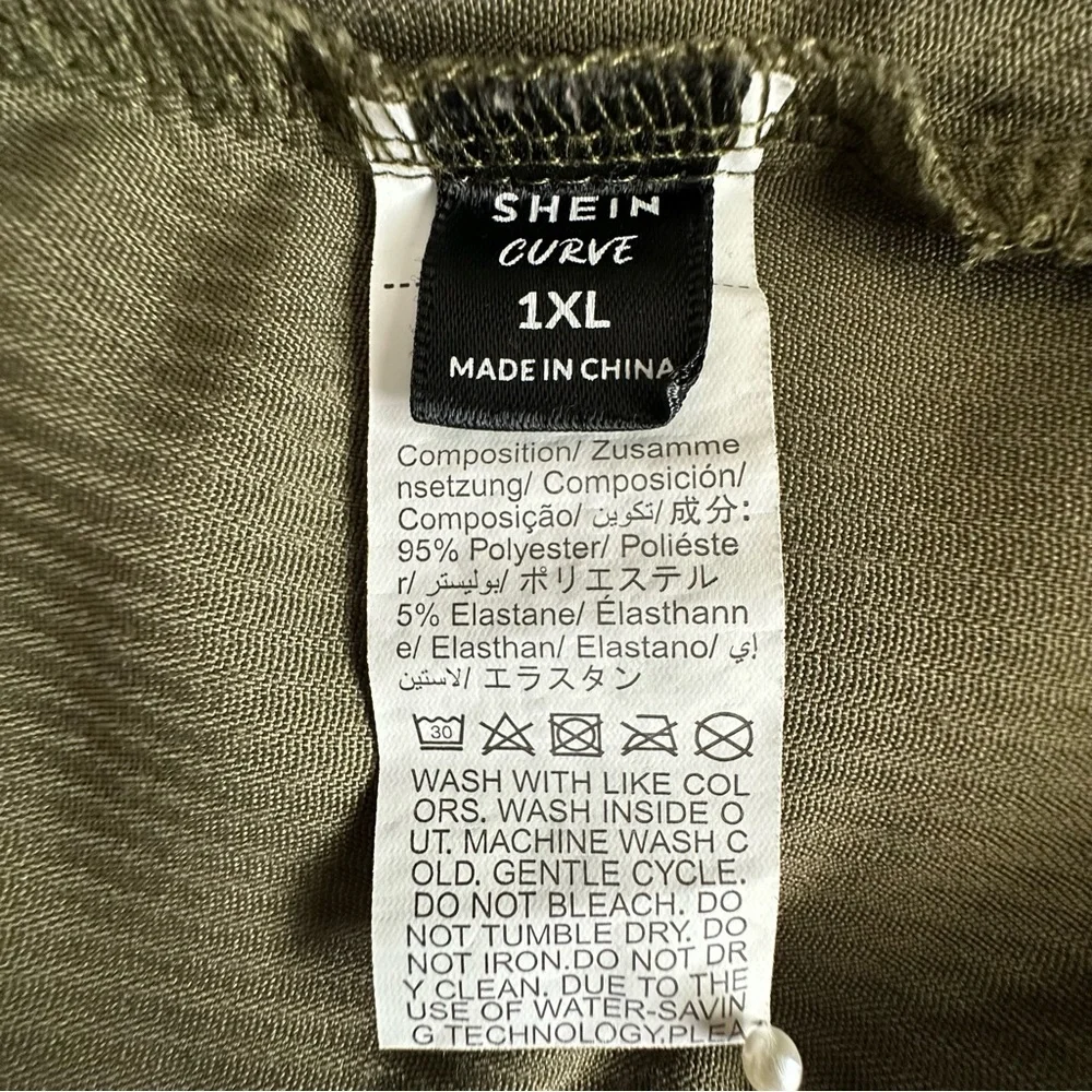 SHEIN Women's 1XL Olive A-Line Corduroy Straight Above Knee Zip Closure Skirt